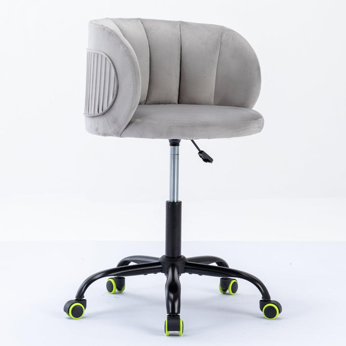 Zen Zone Velvet Leisure office chair, suitable for study and office, can adjust the height, can rotate 360 degrees, with pulley，Grey