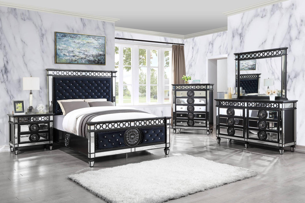 ACME Varian II Queen Bed  in Black Velvet & Sliver FINISH BD00584Q