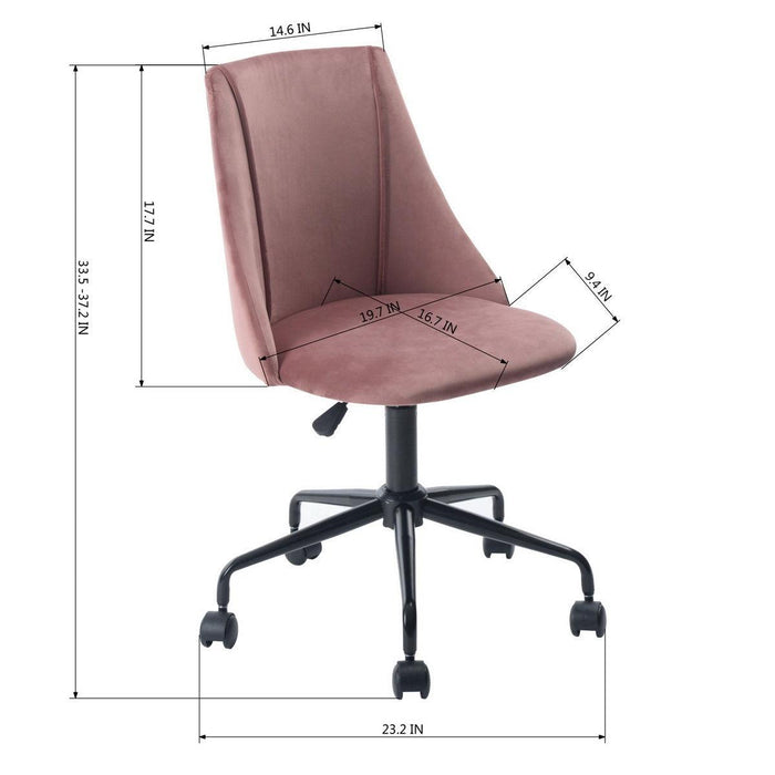 Velvet Upholstered Task Chair/ Home Office Chair - Rose