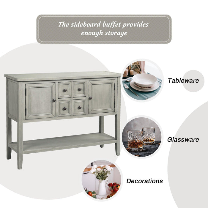 Cambridge Series Buffet Sideboard Console Table with Bottom Shelf (Antique Gray)