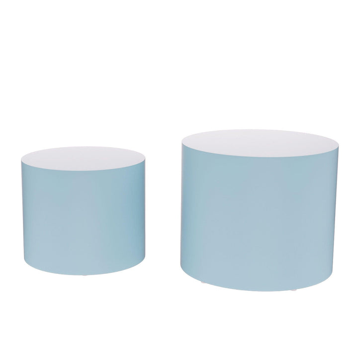 Nesting table set of 2 MDF Side Table Round Shape Blue