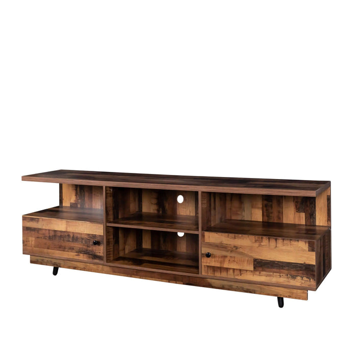 TV StandModern Wood Media Entertainment Center Console Table  with 2 Doors and 4 Open Shelves