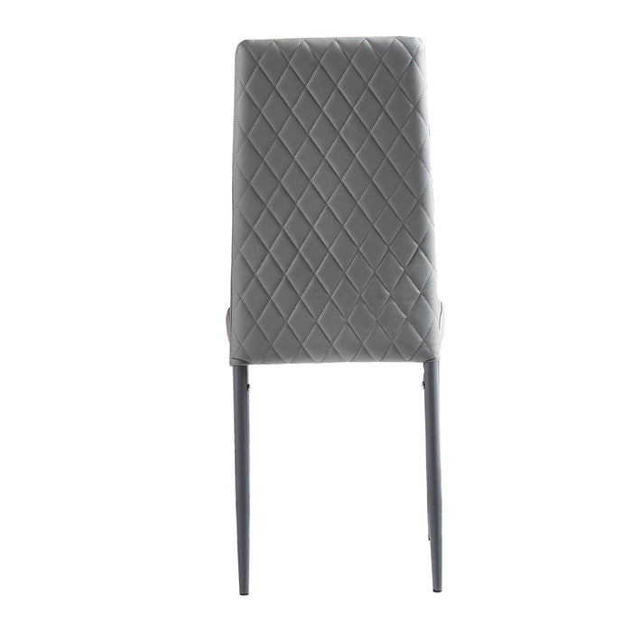 Light GrayModern minimalist dining chair leather sprayed metal pipe diamond grid pattern restaurant home conference chair set of 4