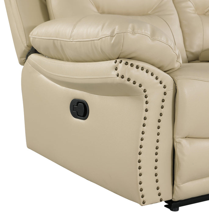 Global United  Leather Air Upholstered Reclining Sofa with Fiber Back