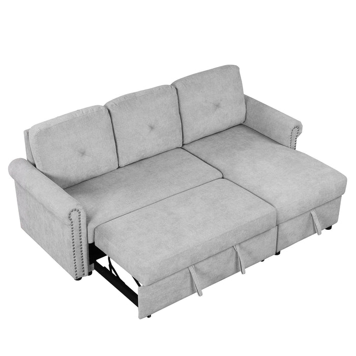 83"Modern Convertible Sleeper Sofa Bed withStorage Chaise,Gray