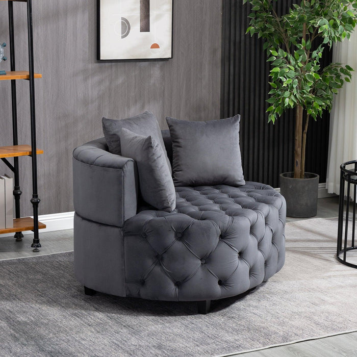 Accent Chair / Classical Barrel Chair for living room /Modern Leisure Chair (Grey)