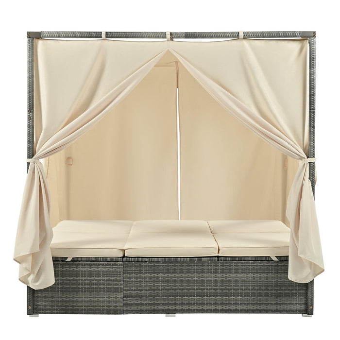 Adjustable Sun Bed With Curtain,High Comfort，With 3 Colors