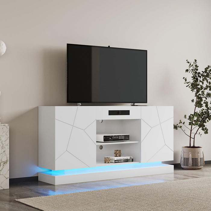 TV Cabinet , TV Stand with bluetooth speaker ,Modern LED TV Cabinet withStorage Drawers, Living Room Entertainment Center Media Console Table