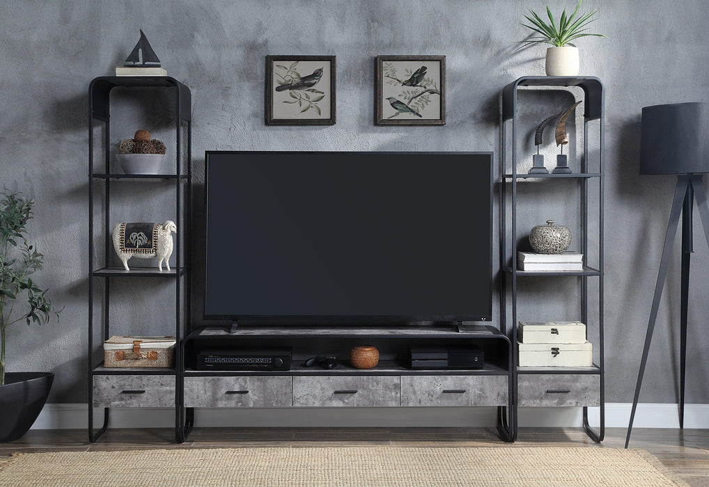 ACME Raziela TV Stand, Concrete Gray & Black Finish LV01142