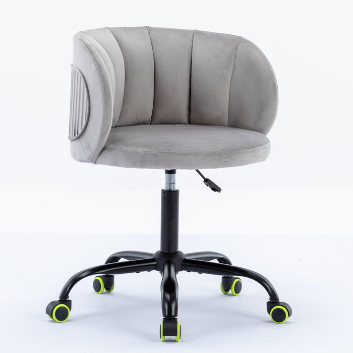 Zen Zone Velvet Leisure office chair, suitable for study and office, can adjust the height, can rotate 360 degrees, with pulley，Grey