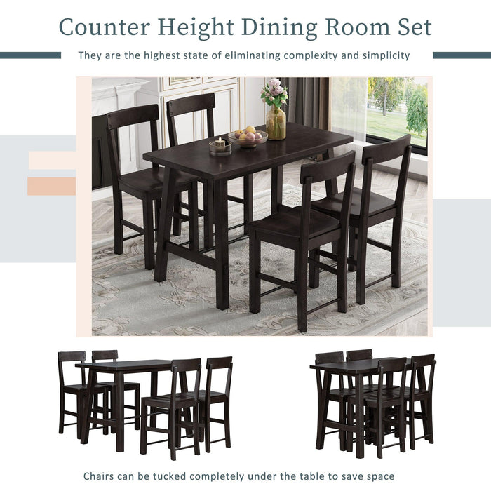 Minimalist industrial Style 5-Piece Counter Height Dining Table Set Solid Wood & Metal Dining Table with Four Chairs for Small Space (Espresso)