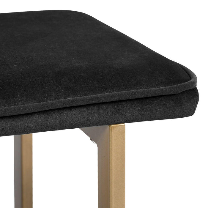 Set of 1 Upholstered Velvet Bench 44.5" W x 15" D x 18.5" H,Golden Powder Coating Legs  - Black