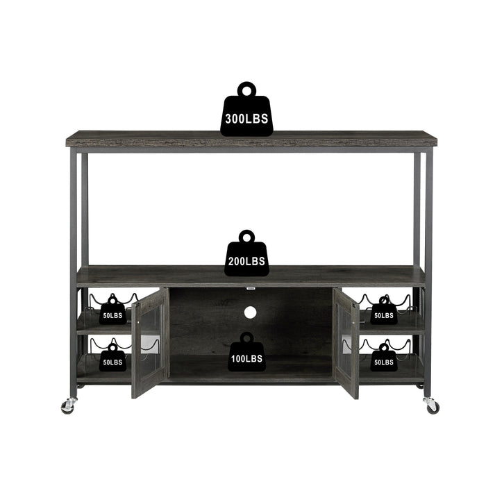 Wine shelf table,Modern wine bar cabinet, console table, bar table, TV cabinet, sideboard withStorage compartment, can be used in living room, dining room, kitchen, entryway, hallway.Dark Grey.