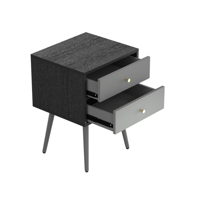 UpdateModern Nightstand with 2Drawers, Suitable for Bedroom/Living Room/Side Table (Dark Grey)