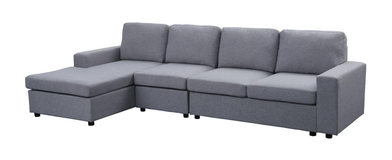 Dunlin Light Gray Linen Reversible Modular Sectional Sofa Chaise