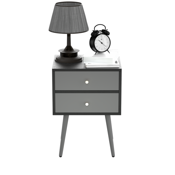 UpdateModern Nightstand with 2Drawers, Suitable for Bedroom/Living Room/Side Table (Dark Grey)