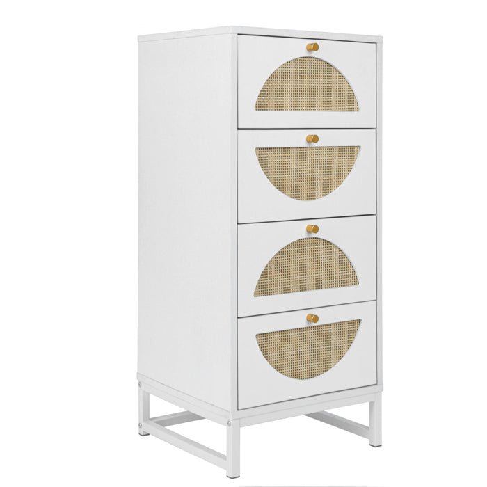 Natural rattan，4 drawer cabinet，Suitable for living room, bedroom and study，DiversifiedStorage