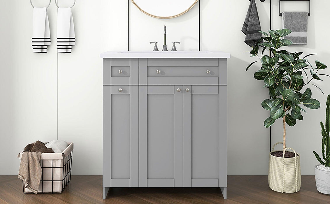 30" Bathroom vanity with Single Sink in grey,Combo Cabinet Undermount Sink,BathroomStorage Cabinet,Solid Wood Frame