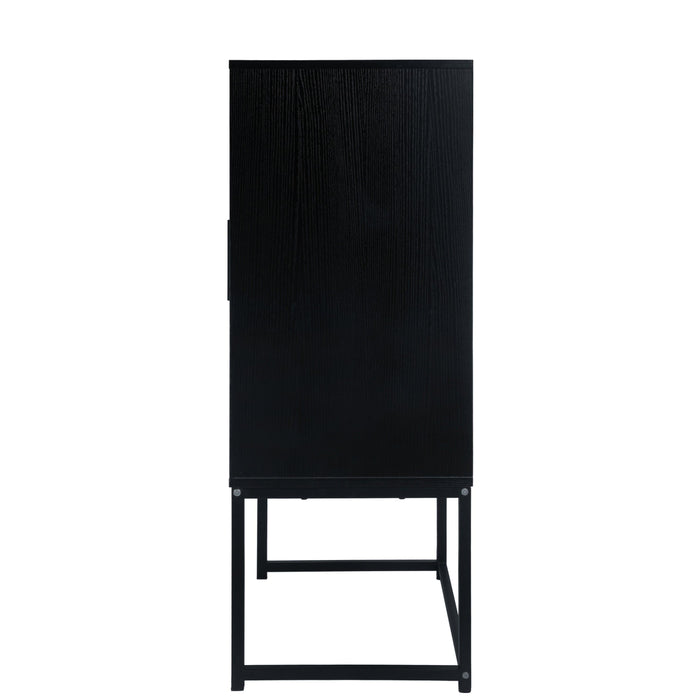 2 door cabinet,Runway-shaped leatherette finish,Embossed texture