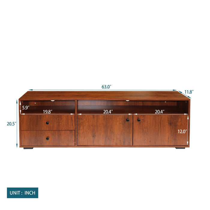 62.99 "Modern style multi-storage dark brown slide rail TV cabinet