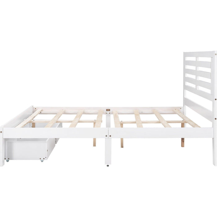 Full Size Platform Bed with Drawers, White