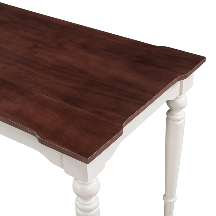 Wood Retro Classical Dining Table, Cherry Top+White Legs