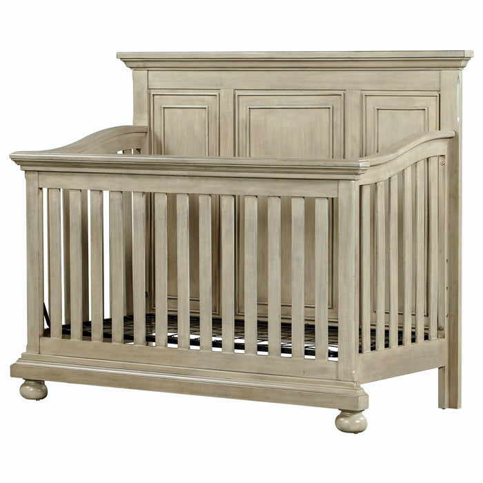 3 Pieces Nursery Sets Traditional Farmhouse Style 4-in-1 Convertible Crib +Dresser with Changing Topper, Stone Gray