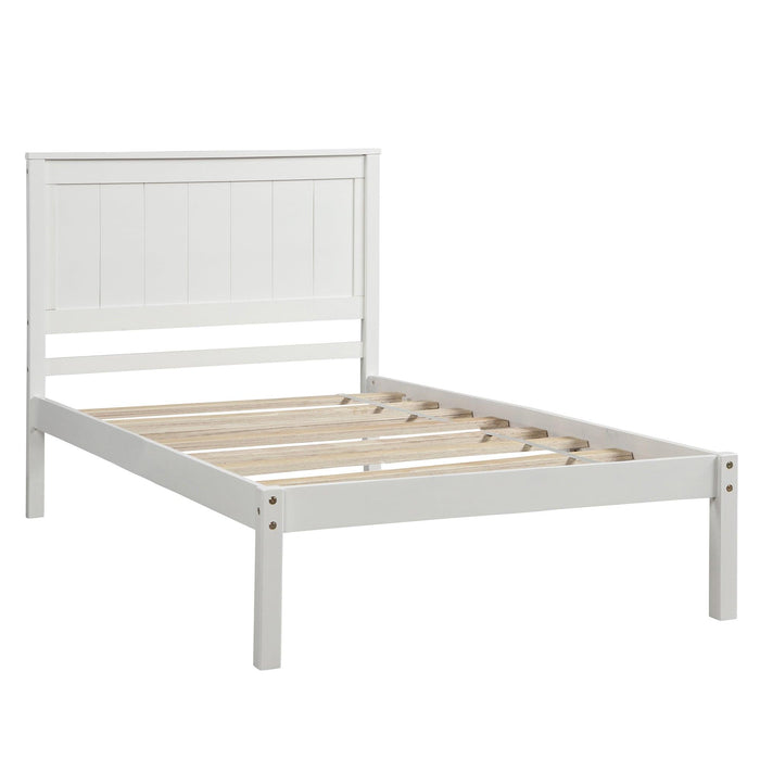 Platform Bed Frame with Headboard , Wood Slat Support , No Box Spring Needed ,Twin,White