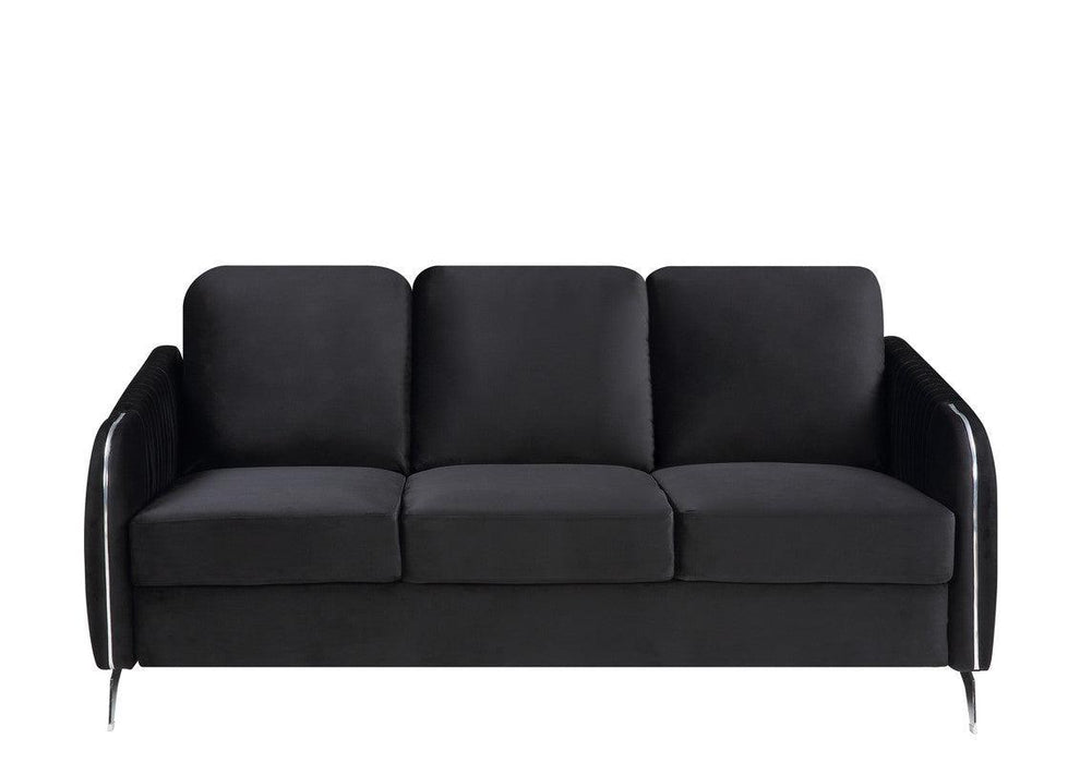 Hathaway Black Velvet Fabric Sofa Loveseat Chair Living Room Set