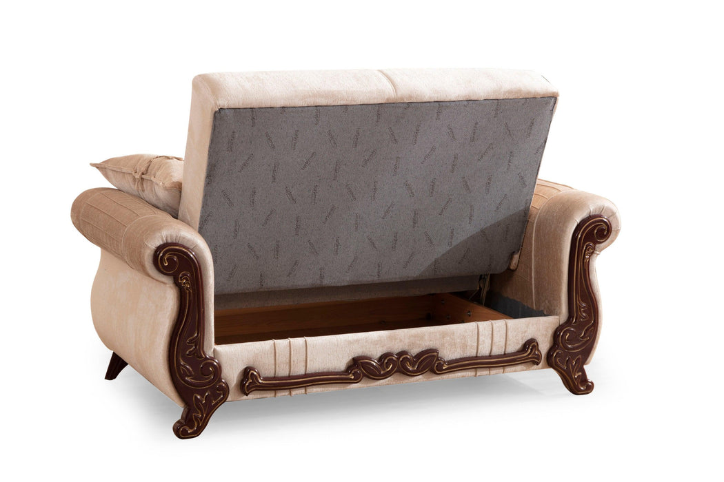 Carmen 3 Pc Made With Chenille Upholstery in Beige Color