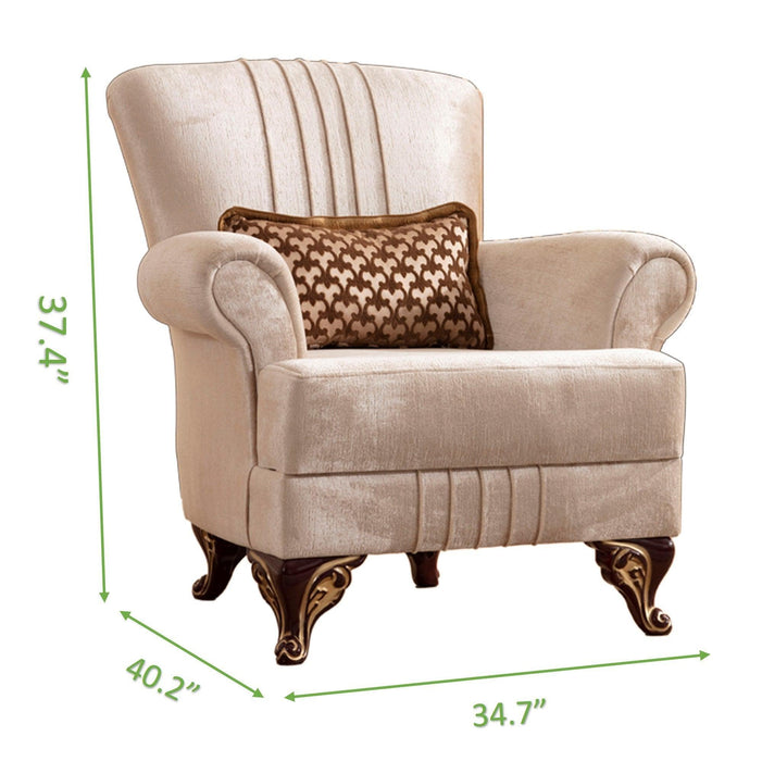 Carmen 3 Pc Made With Chenille Upholstery in Beige Color