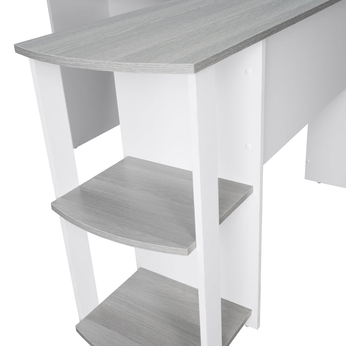 Techni MobiliModern L-Shaped Desk with Side Shelves, Grey