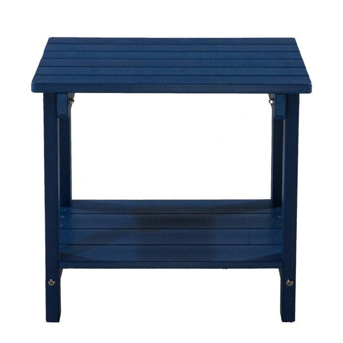 Key West Weather Resistant Outdoor Indoor Plastic Wood End Table, Patio Rectangular Side table, Small table for Deck, Backyards, Lawns, Poolside, and Beaches, Blue