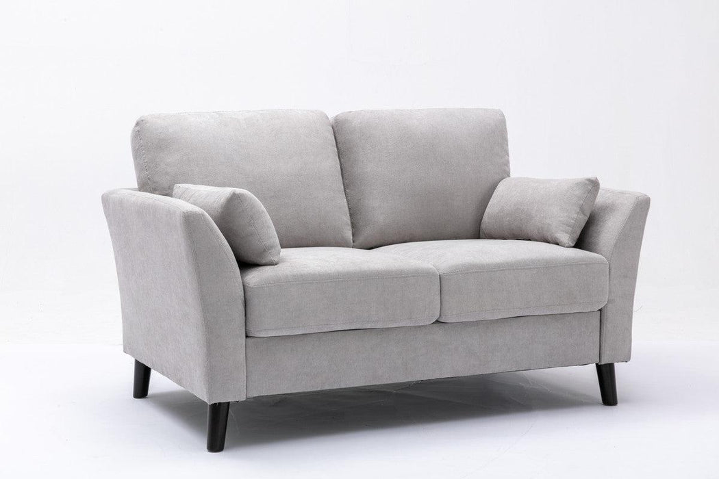 Damian Light Gray Velvet Fabric Sofa Loveseat Chair Living Room Set