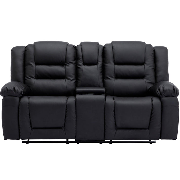 3 Pieces Recliner Sofa Sets,PU Leather Lounge Chair Loveseat Reclining Couch for Living Room,Black