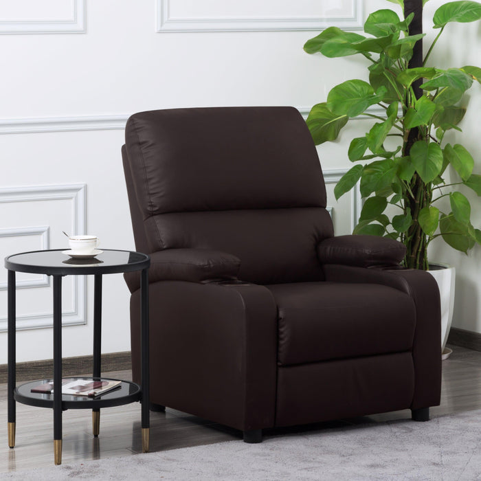 31.5” Faux leather reclining chair Brown Pu