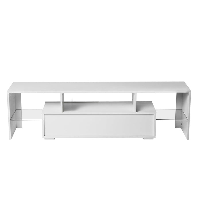 20 minutes quick assemble,White morden TV Stand with LED Lights,high glossy front TV Cabinet,can be assembled in Lounge Room, Living Room or Bedroom,color:WHITE