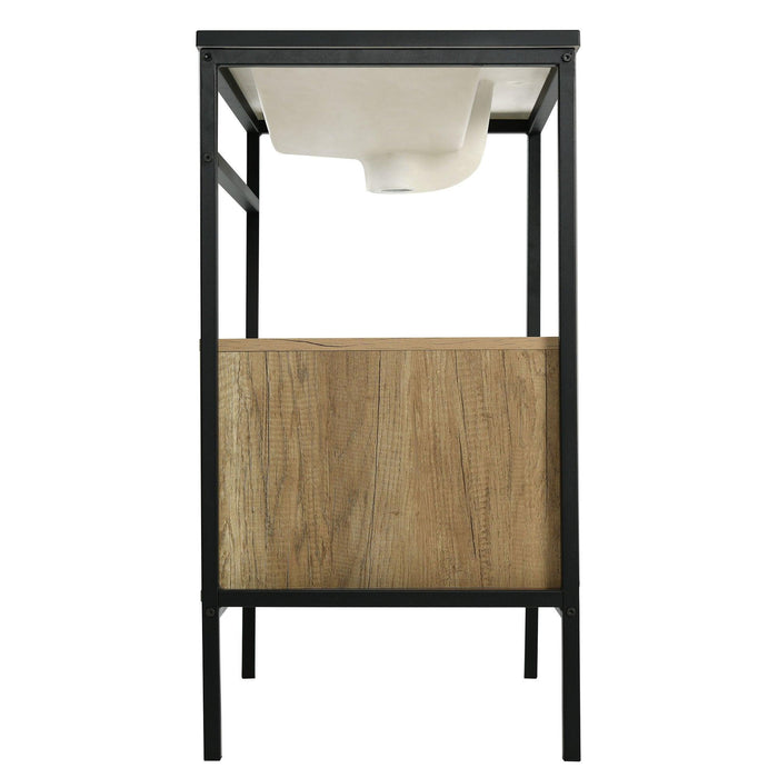 30" Bathroom vanity with Single Sink，Bathroom Storge Cabinet，Metal Frame，Black