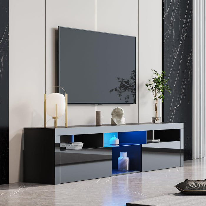 BlackModern simple TV cabinet，2Storage Cabinet with Open Shelves for Living Room Bedroom