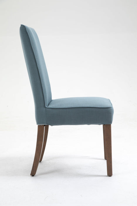 Cover Removable Interchangeable and Washable Blue Linen Upholstered Parsons Chair with Solid Wood Legs 2 PCS