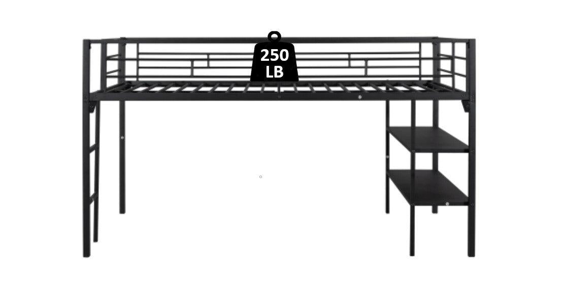 Low Loft bed withStorage shelves