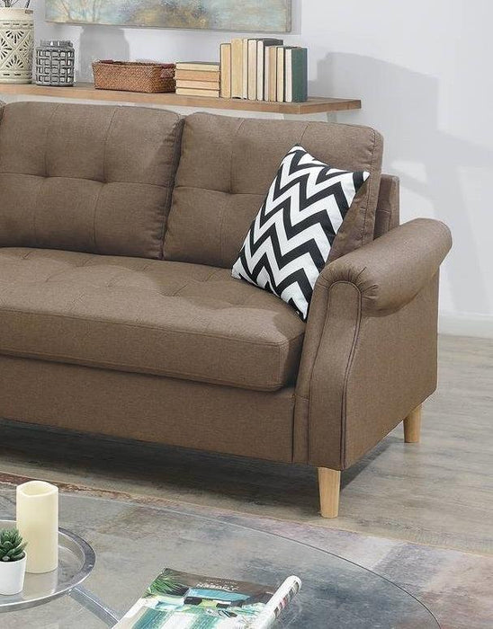 Living Room Corner Sectional Light Coffee Polyfiber Chaise sofa Reversible Sectional