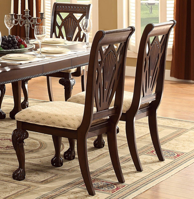 Dark Cherry Finish Formal Dining 5pc Set Table with Extension Leaf and 4x Side Chairs Upholstered Seat Traditional Design Furniture