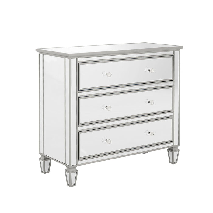 Elegant Mirrored Chest with 3 Drawers,Modern Silver FinishedStorage Cabinet for Living Room, Hallway, Entryway