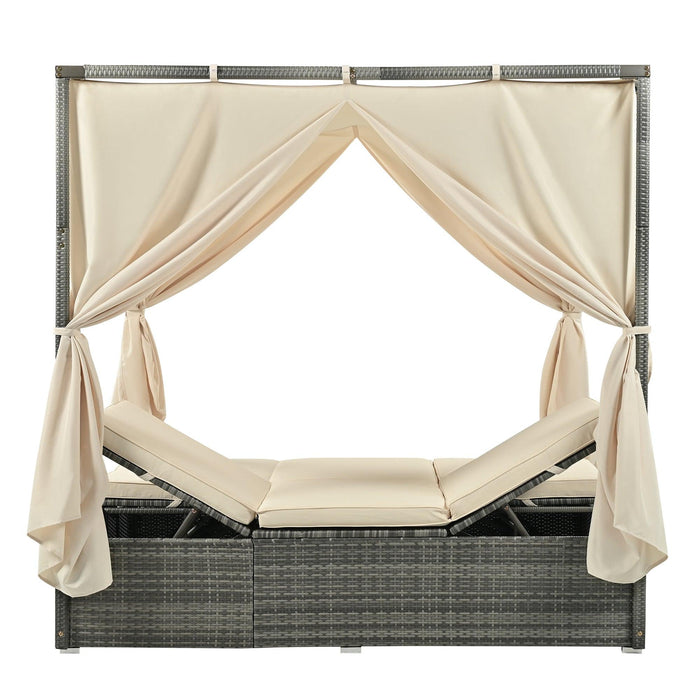 Adjustable Sun Bed With Curtain,High Comfort，With 3 Colors