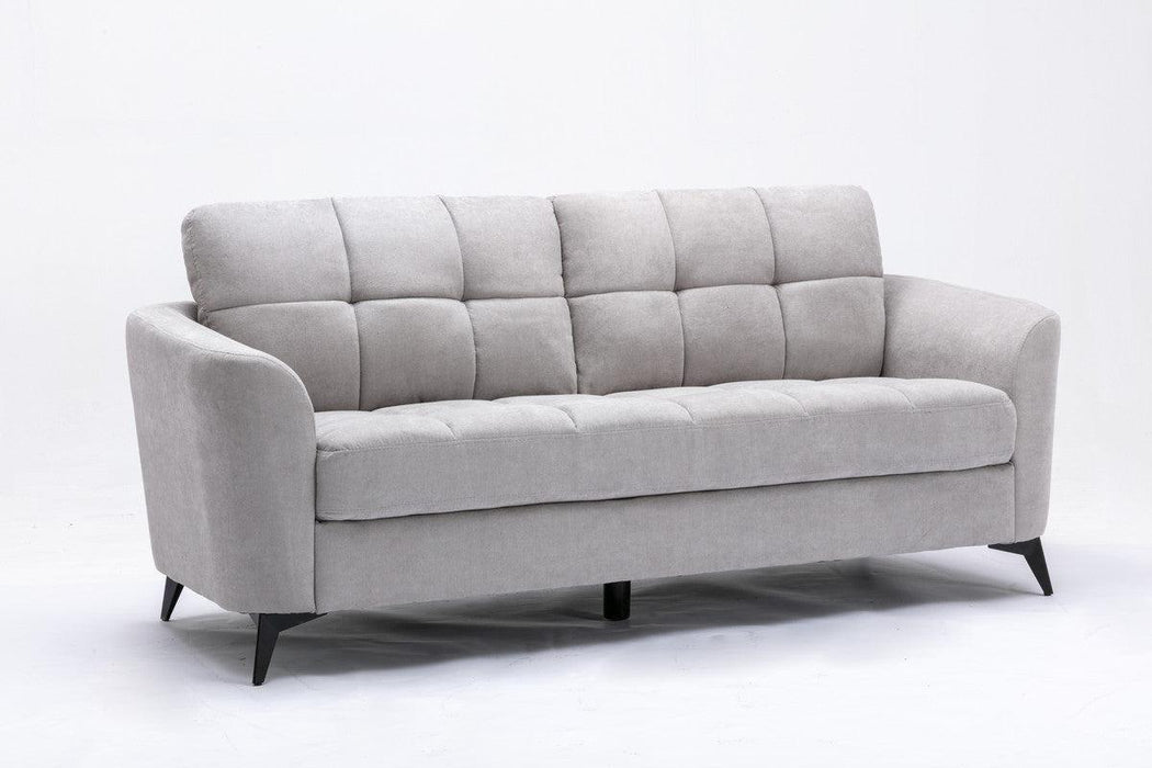 Callie Light Gray Velvet Fabric Sofa Loveseat Chair Living Room Set