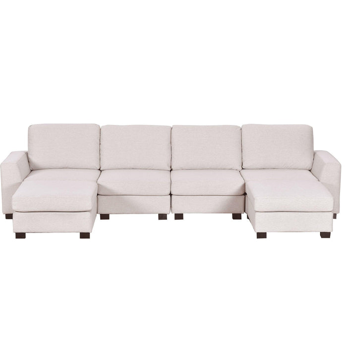 3 Pieces U shaped Sofa with Removable Ottomans