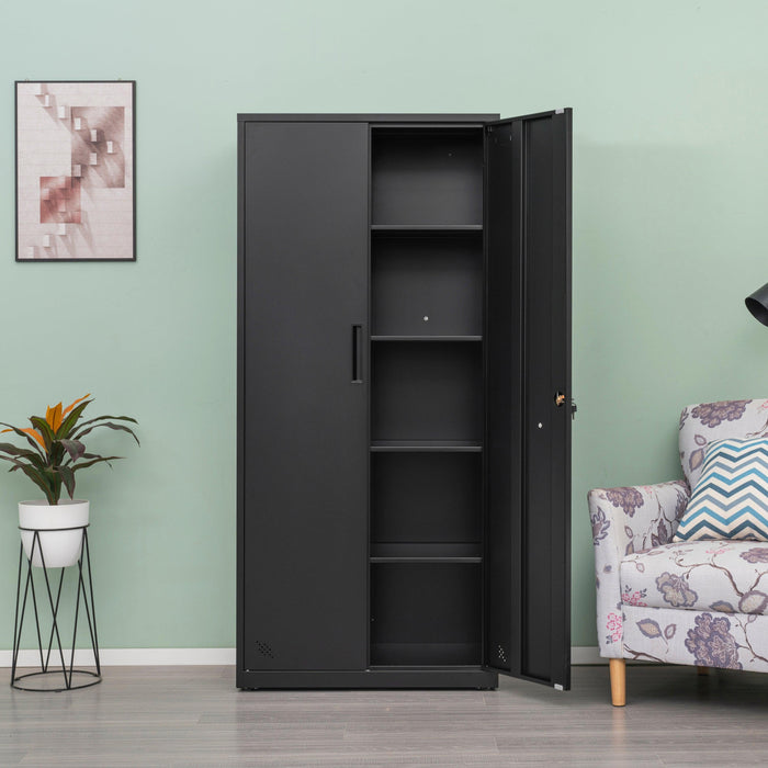 HighStorage Cabinet with 2 Doors and 4 Partitions to Separate 5Storage Spaces, Home/ Office Design