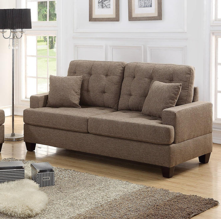 Living Room Furniture 2pc Sofa Set Coffee Polyfiber Tufted Sofa Loveseat w Pillows Cushion Couch Plywood base