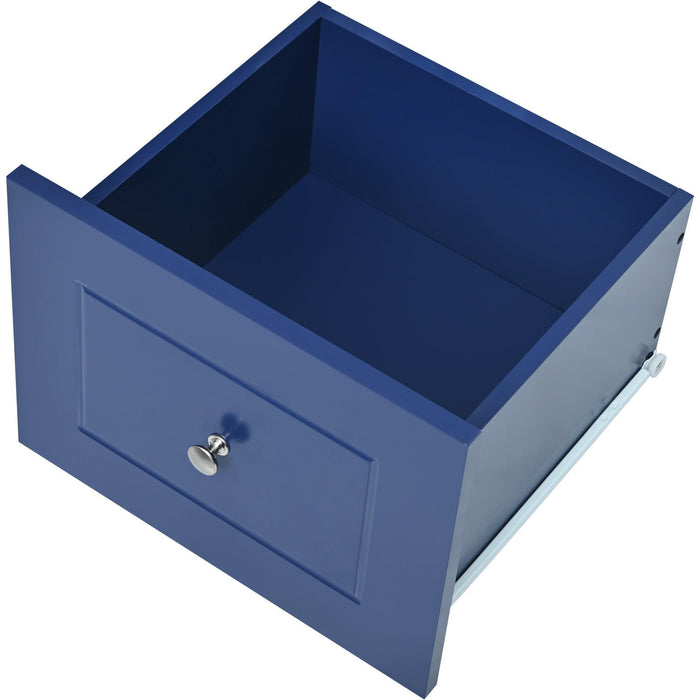 Rolling Mobile Kitchen Island with Drop Leaf - Solid Wood Top, Locking Wheels &Storage Cabinet 52.7 Inch Width（Dark blue）